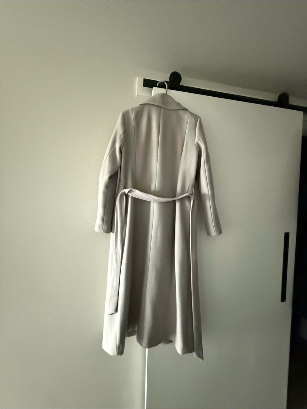 Cole Haan Soft Light Gray Long Belted Coat